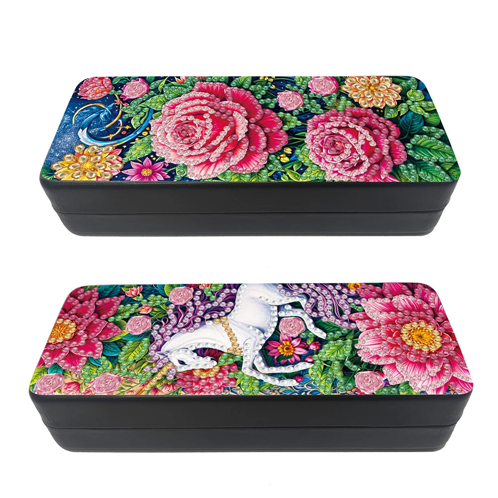 Feather Diamond Painting Eyeglasses Case