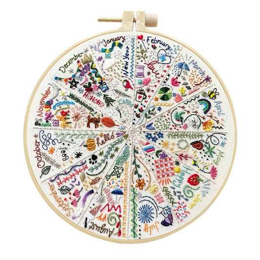 12 Months with Flower Leaves Pattern  Embroidery Kit
