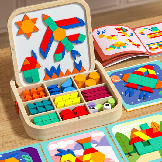 288 pcs Wooden Magnetic Geometry Creative Puzzle