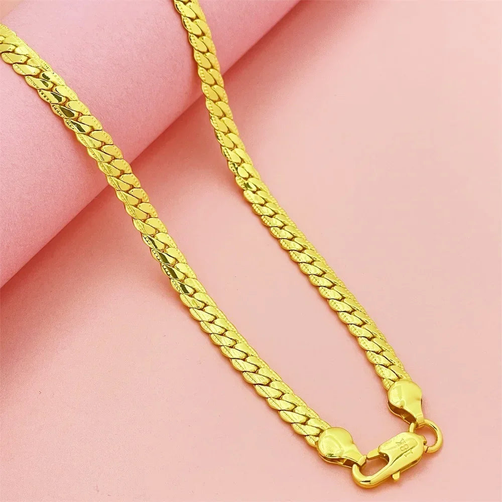 Luxury 18K Pure Gold real gold 5MM