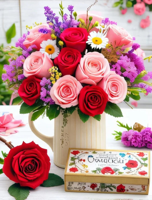 Full  Kits Diamond Painting Vibrant Floral Bouquet