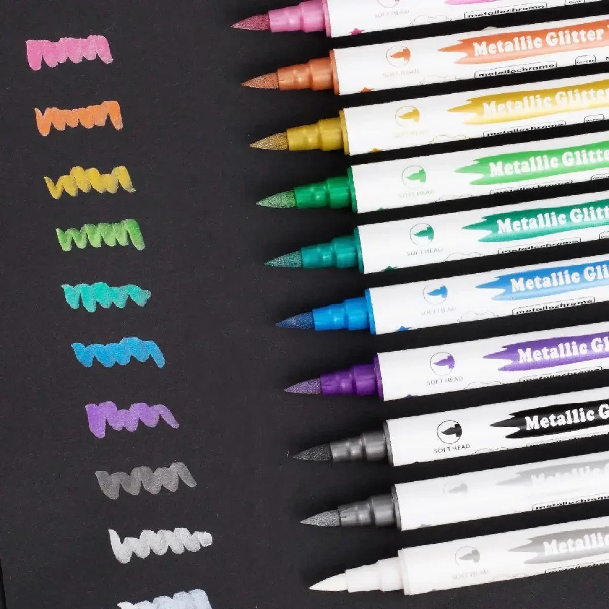 10pcs Metallic Glitter Dual Tip Marker Pens