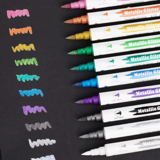 10pcs Metallic Glitter Dual Tip Marker Pens