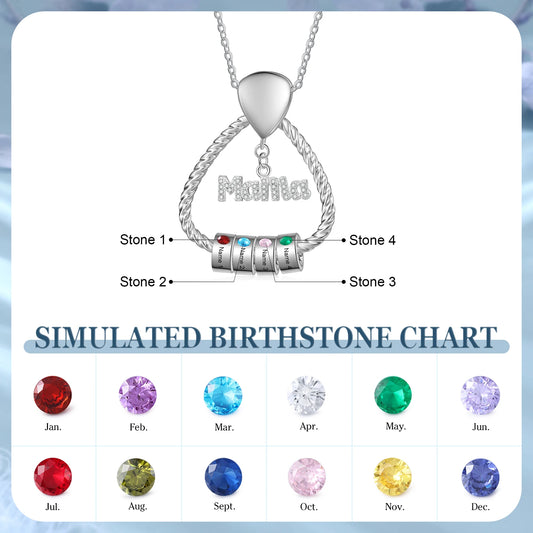 Personalized 1-5 Names and Water Drop Shape Necklace
