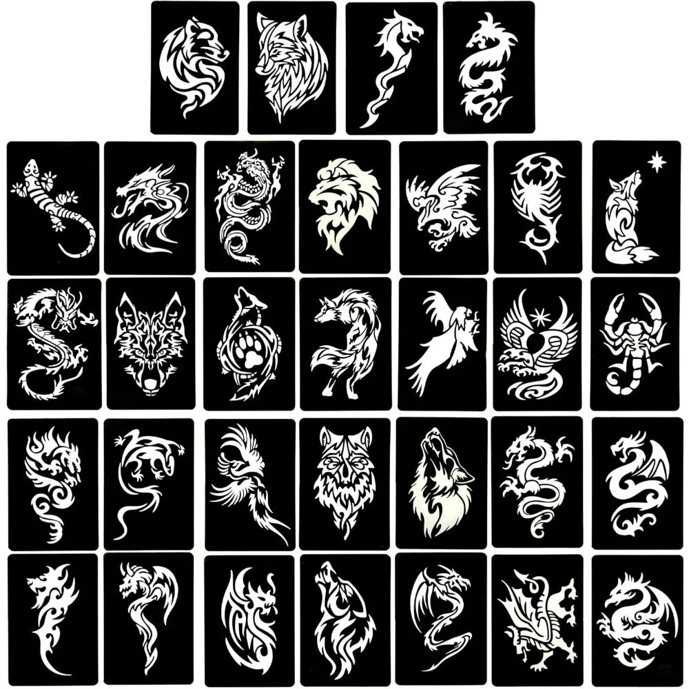 Animal Print Henna Tattoo Template Kit