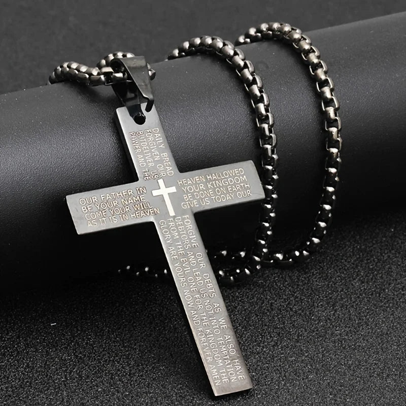 1pc Titanium Alloy Carved Cross Pendant