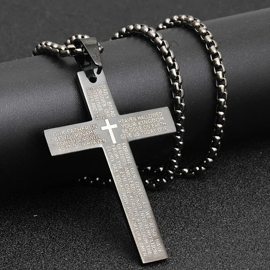 1pc Titanium Alloy Carved Cross Pendant