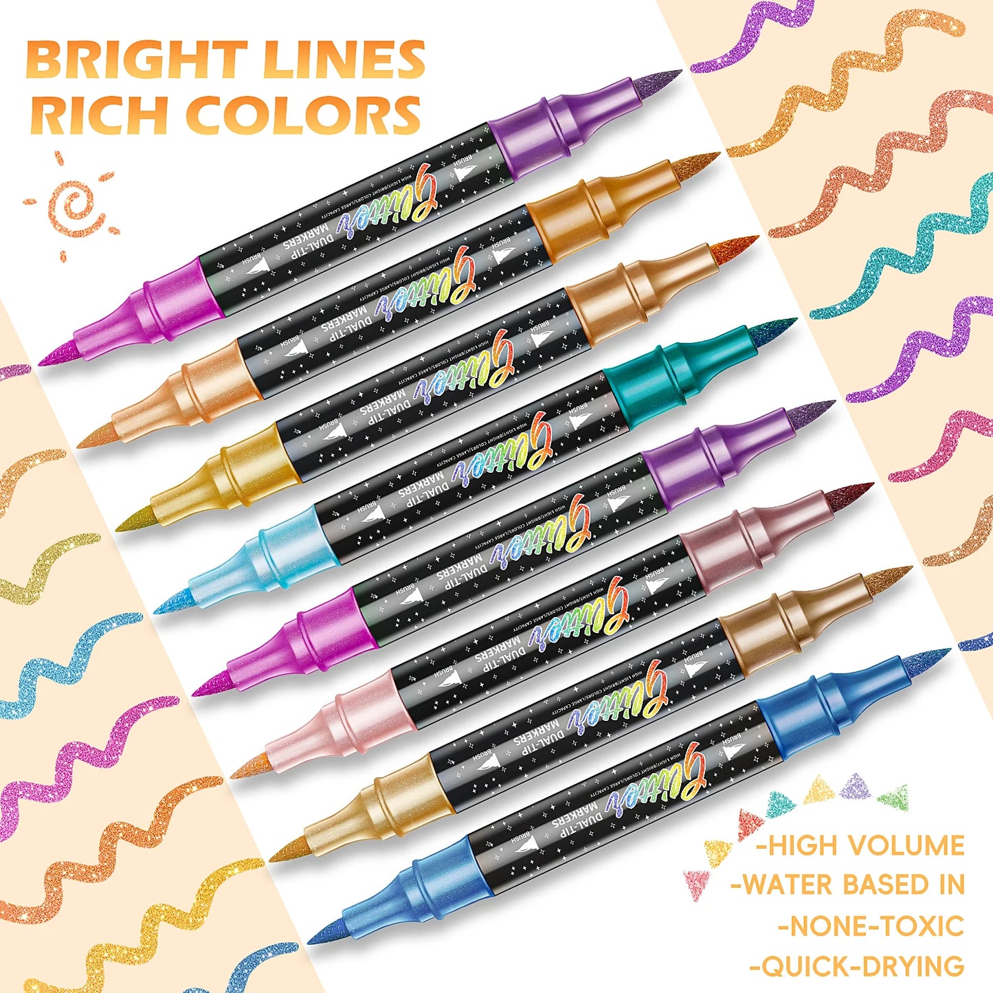 Glitter Effect Brush Markers