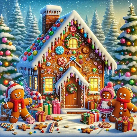 Diamond Embroidery  Christmas House Landscape