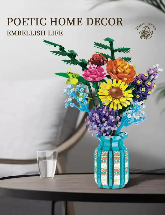 1853 PCS Flower Bouquet Building Blocks
