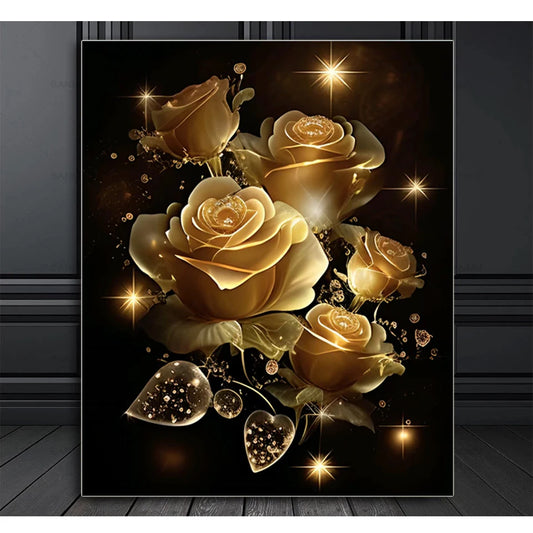 Diamond Painting Landscape Flower Golden Rose