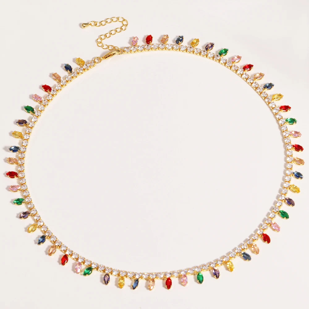 New Fashion Micro Pave Multi Drip CZ Flowers Choker