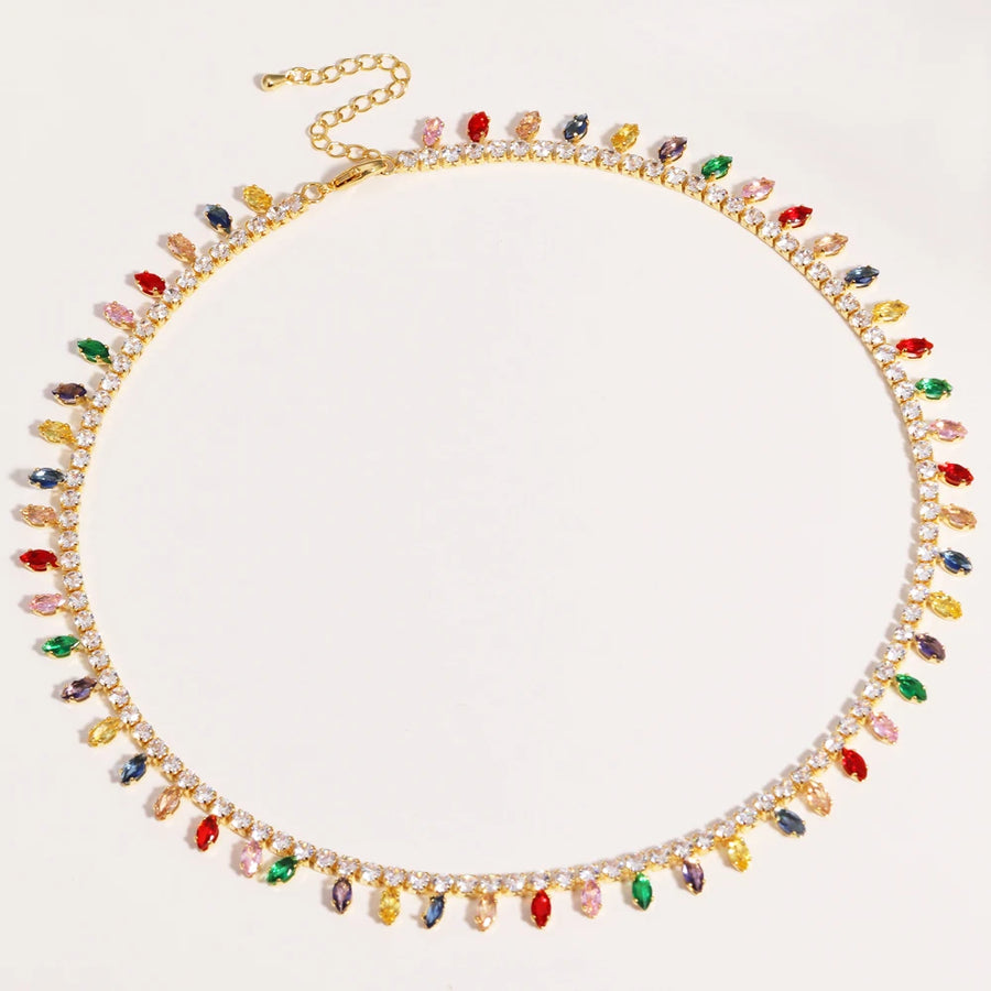 New Fashion Micro Pave Multi Drip CZ Flowers Choker