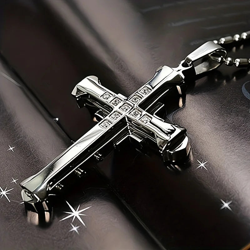 1PC/ Titanium Alloy Cross Pendant Necklace