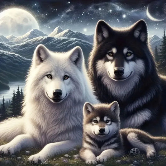 Diamond Mosaic Wolf Full Round Painting