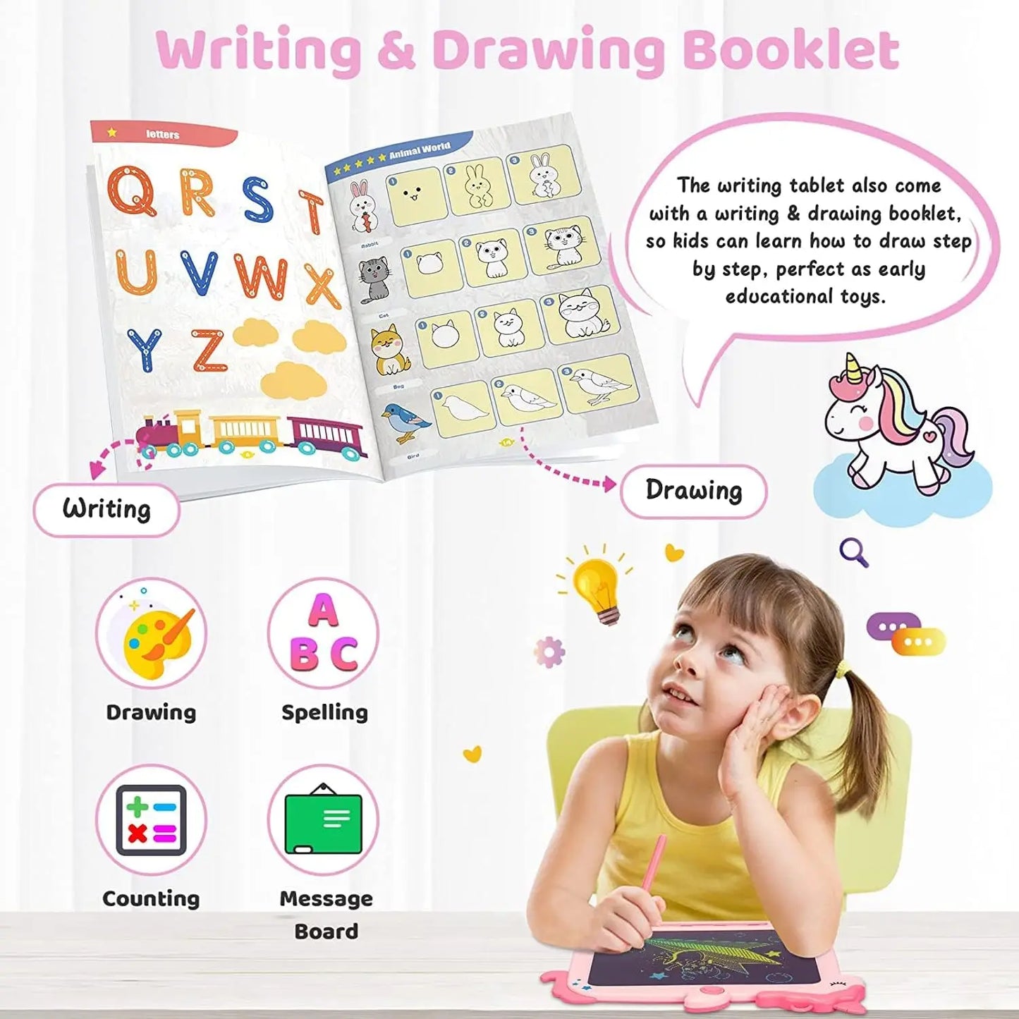 Educational Unicorn LCD Writing Tablet for Kids