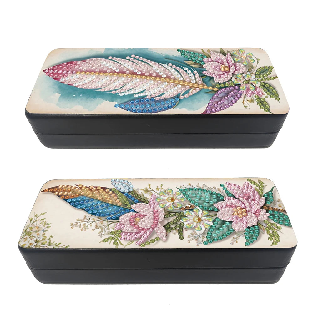 Feather Diamond Painting Eyeglasses Case