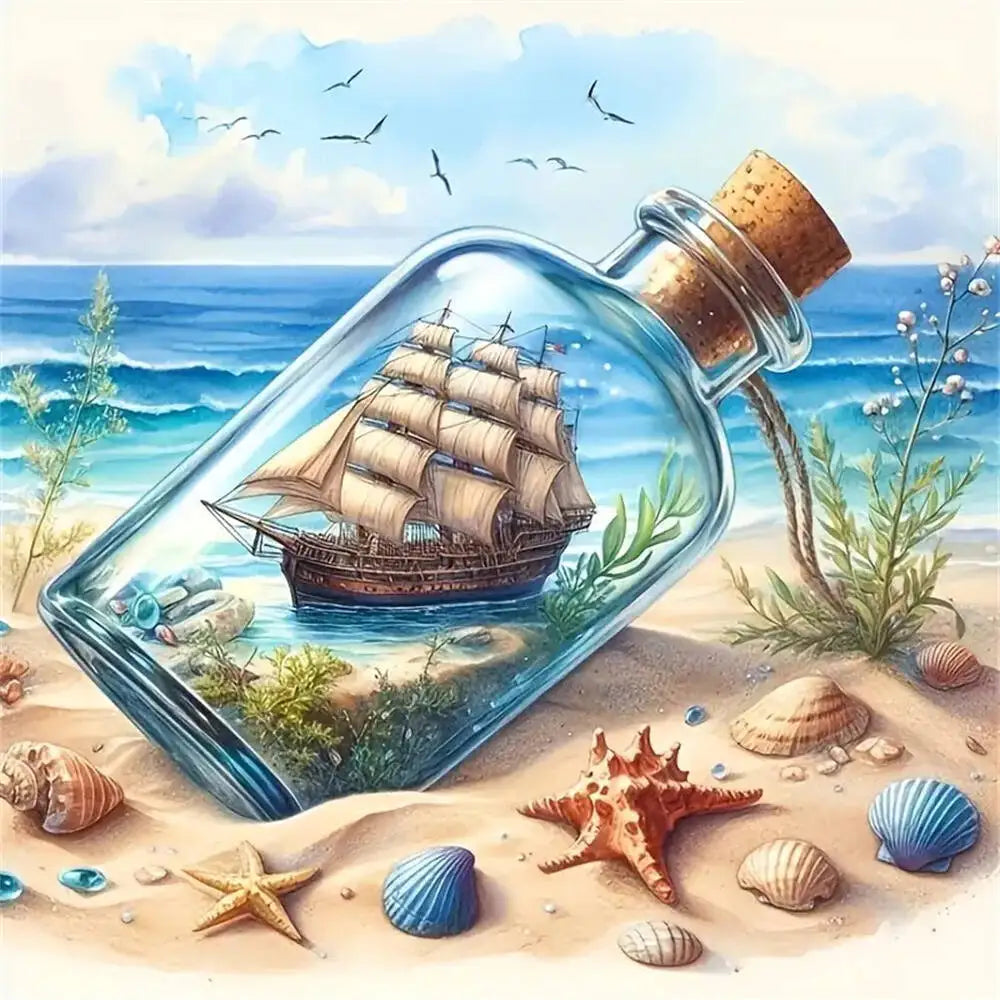 Diamond Embroidery Ship Landscape