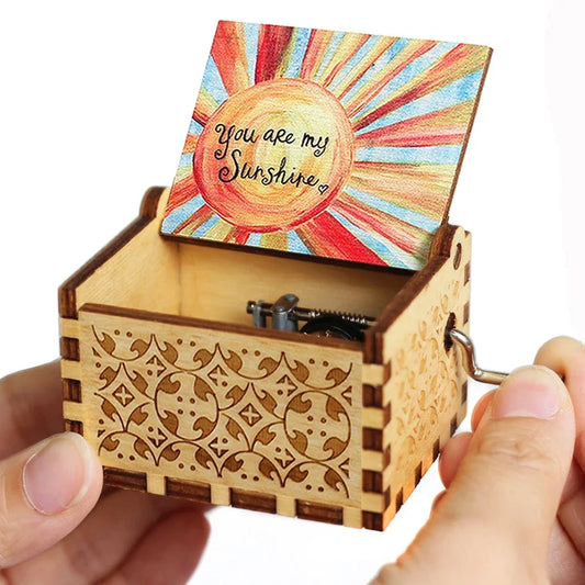 Wooden Music Box Hand Crank  You Are My Sunshine