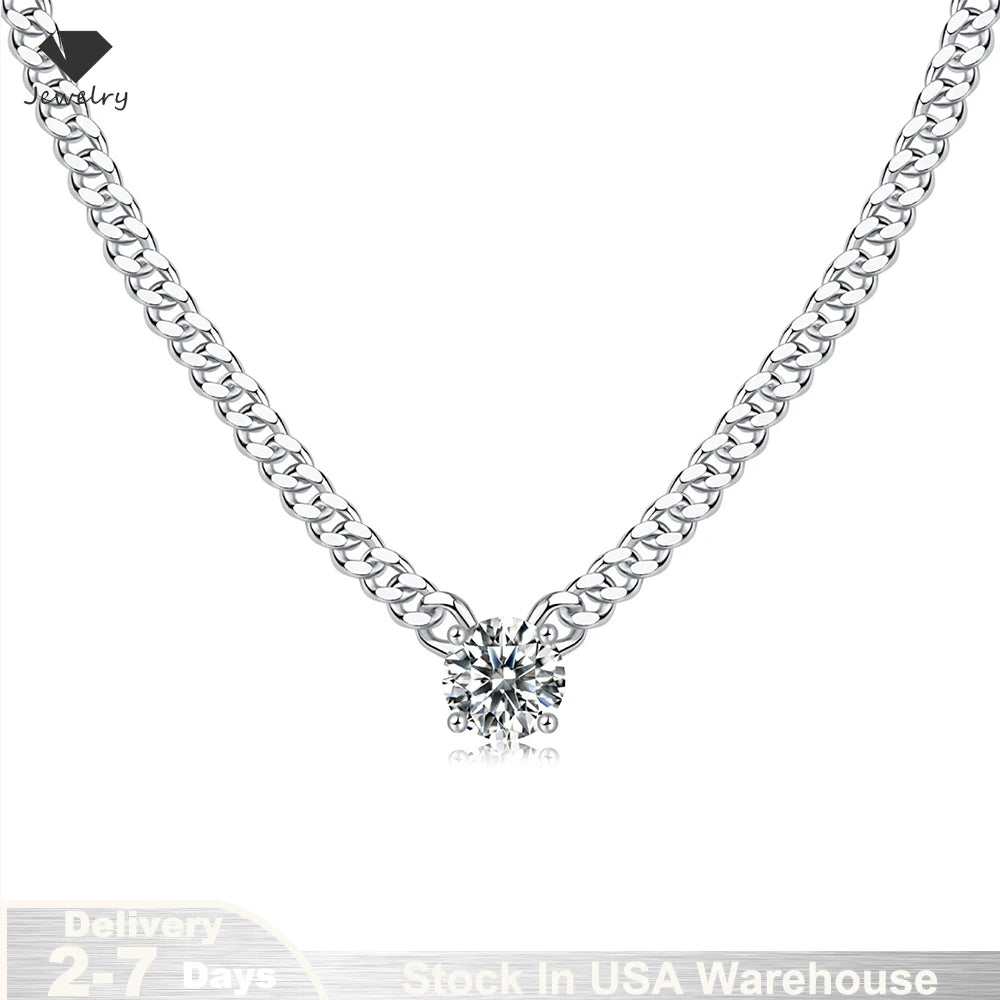 Real 1 Carat D Color Moissanite Pendant Necklace