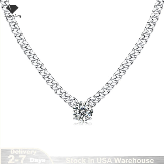 Real 1 Carat D Color Moissanite Pendant Necklace