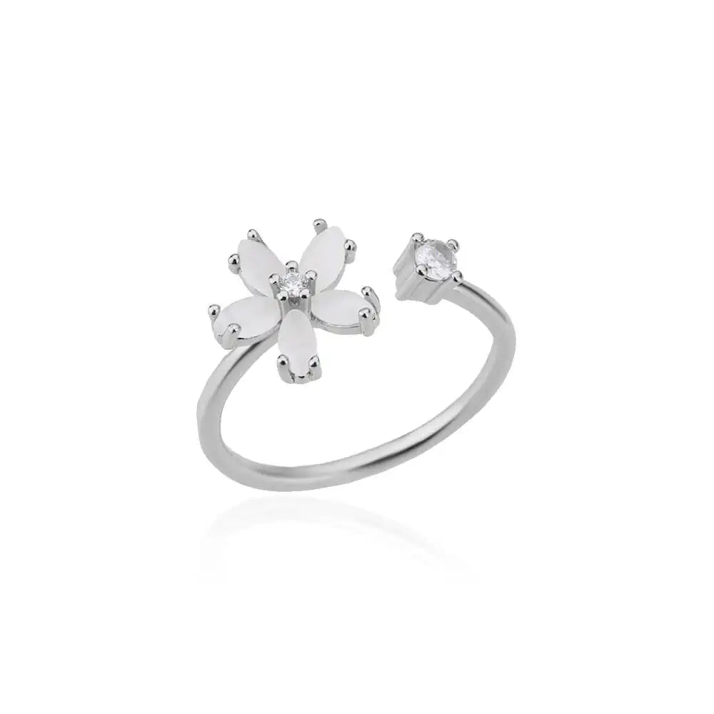 Opal Daisy Flower Rings for Women Opening Adjustable