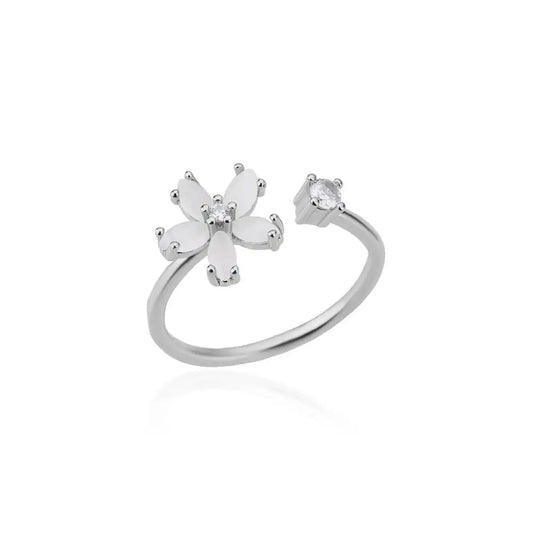 Opal Daisy Flower Rings for Women Opening Adjustable