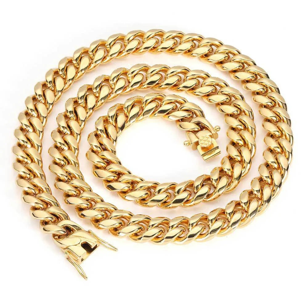 Luxury 24K 9999 Pure Gold real gold Men's Cuban Chain