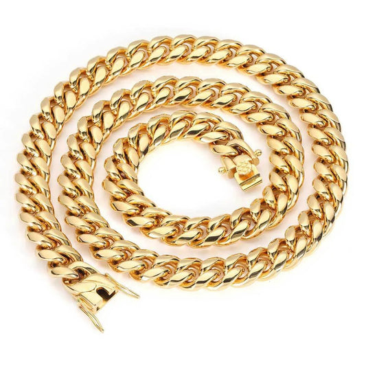 Luxury 24K 9999 Pure Gold real gold Men's Cuban Chain