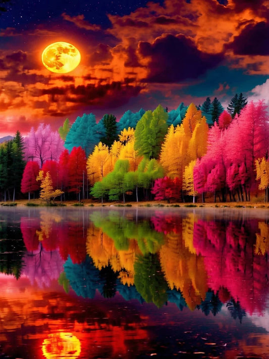 Full Square  Drill Diamond Painting Sunset Moon River