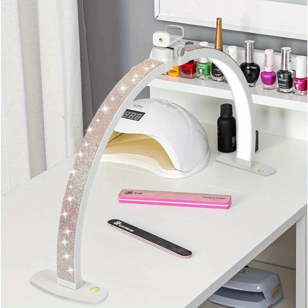 Half Moon Light for Nail Desk with Phone Holder