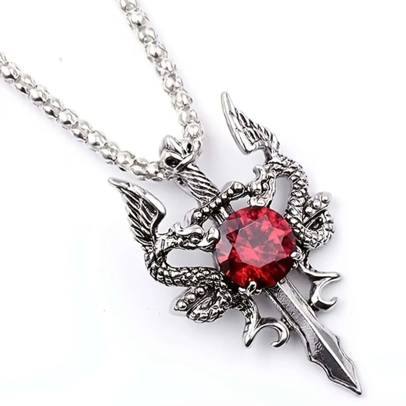 1 Gothic Dragon Water Diamond Long Necklace--23" Chain --1.5 " Pendant
