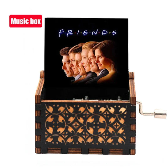 Hot Antique carved Wooden Hand Crank  Music Box