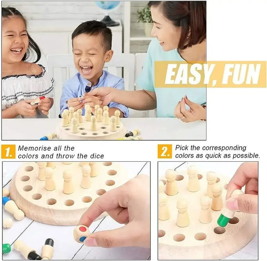 Wooden Memory Match Stick Chess Color Game Board Puzzle