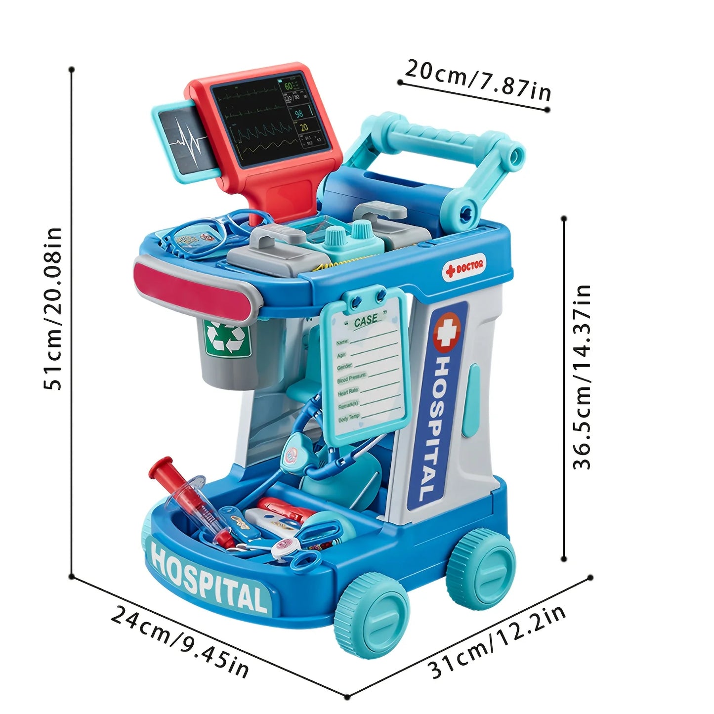 Doctor Cart Learning Toy Play Medical Station Set