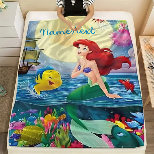 Custom Name Cute Mermaid Theme Blanket