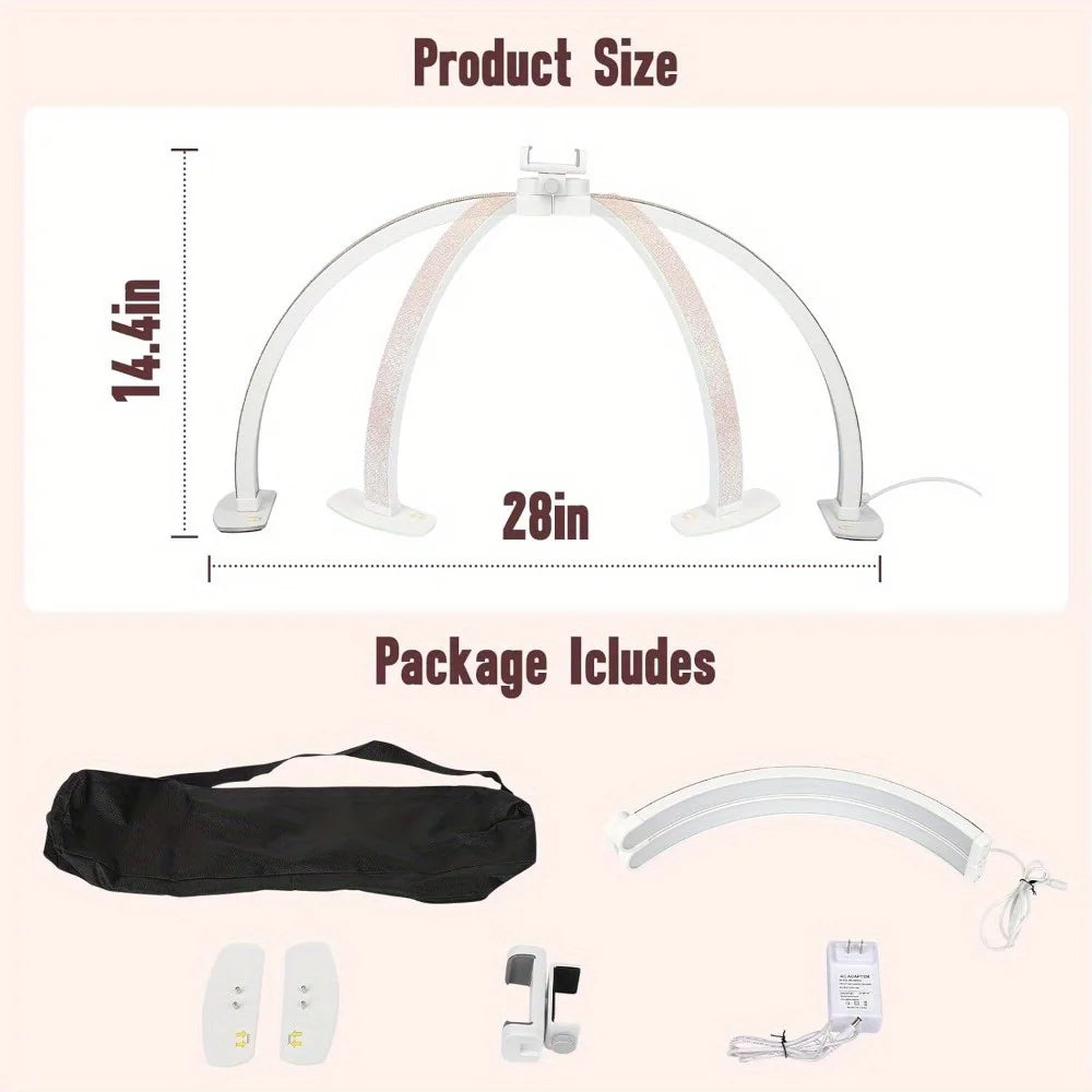 Half Moon Light for Nail Desk with Phone Holder